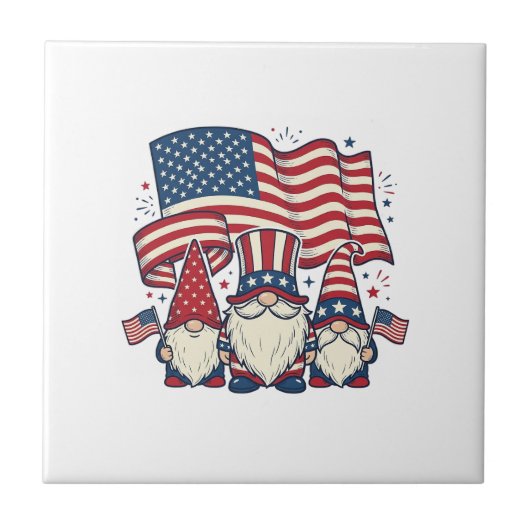 Patriottische Kabouter Vlag Vintage Gravure Ontwer Tegeltje (Voorkant)
