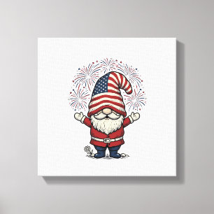 Patriottische kabouter vuurwerk vintage vector ont canvas afdruk