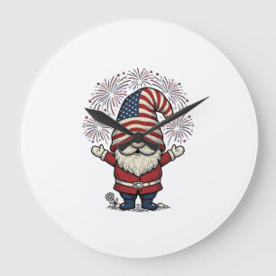 Patriottische Kabouter Vuurwerk Vintage Vector Ont Grote Klok