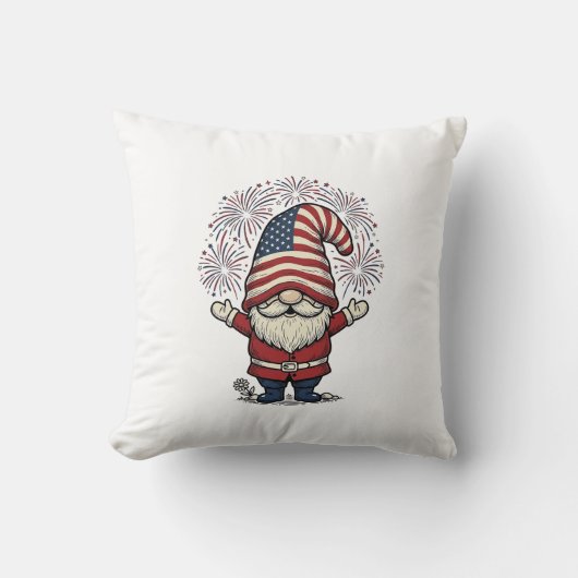 Patriottische Kabouter Vuurwerk Vintage Vector Ont Kussen (Voorkant)