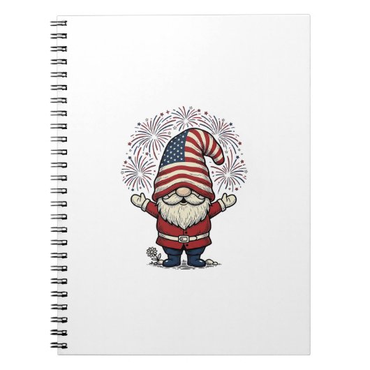 Patriottische kabouter vuurwerk vintage vector ont notitieboek (Voorkant)