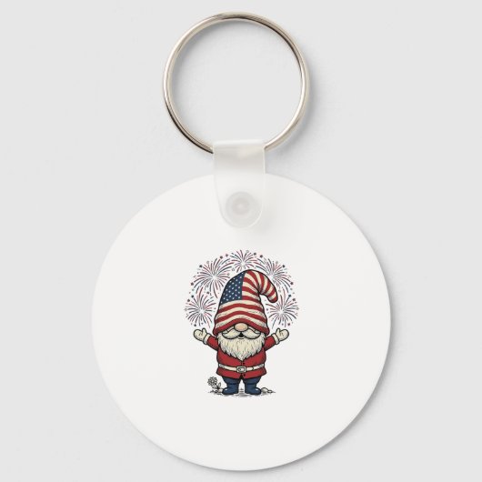 Patriottische Kabouter Vuurwerk Vintage Vector Ont Sleutelhanger (Voorkant)