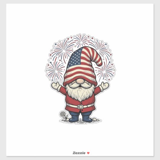 Patriottische Kabouter Vuurwerk Vintage Vector Ont Sticker (Vel)