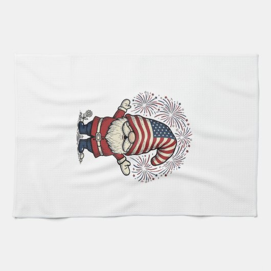 Patriottische Kabouter Vuurwerk Vintage Vector Ont Theedoek (Horizontaal)