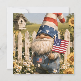 Patriottische kabouterillustratie met Amerikaanse  Feestdagenkaart