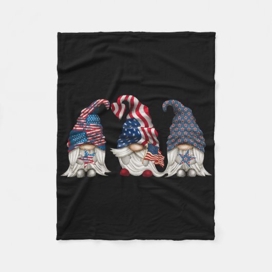 Patriottische kabouters 4 juli grappige kabouterli fleece deken (Voorkant)