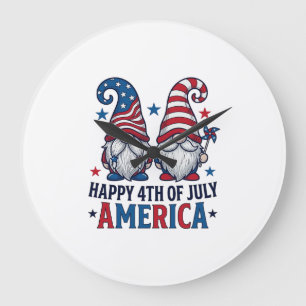 Patriottische kabouters Fijne 4 juli Amerika T-shi Grote Klok