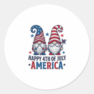 Patriottische kabouters Fijne 4 juli Amerika T-shi Ronde Sticker