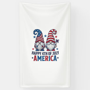 Patriottische kabouters Fijne 4 juli Amerika T-shi Spandoek