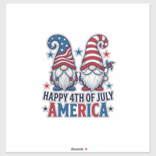 Patriottische kabouters Fijne 4 juli Amerika T-shi Sticker