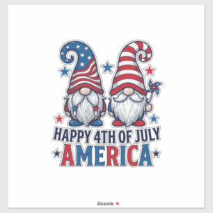 Patriottische kabouters Fijne 4 juli Amerika T-shi Sticker