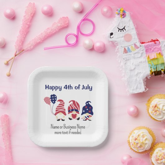 Patriottische kabouters Sterren & Strepen 7-in vie Papieren Bordje (Feest)