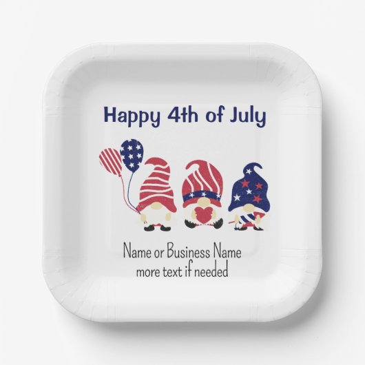 Patriottische kabouters Sterren & Strepen 7-in vie Papieren Bordje (Voorkant)