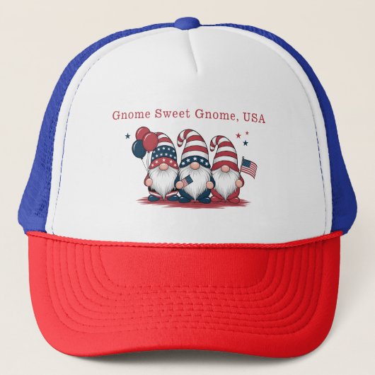 Patriottische kabouters vierde juli trucker pet (Voorkant)