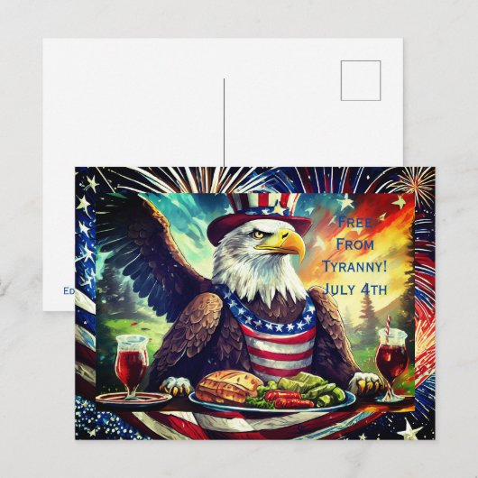 Patriottische Kale Adelaar Juli 4e Briefkaart (Voorkant / Achterkant)