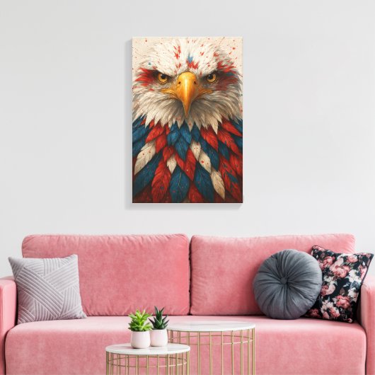 Patriottische Kale Adelaar met Rode Witte Blauwe V Canvas Afdruk (Insitu (Woonkamer))