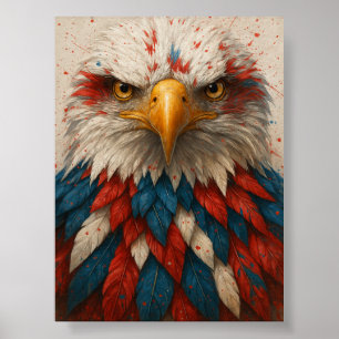Patriottische Kale Adelaar met Rode Witte Blauwe V Poster