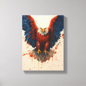 Patriottische Kale Adelaar met Rood Blauw Splatter Canvas Afdruk (Voorkant)