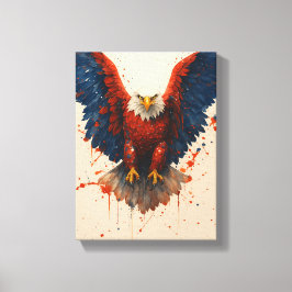 Patriottische Kale Adelaar met Rood Blauw Splatter Canvas Afdruk