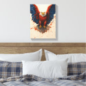 Patriottische Kale Adelaar met Rood Blauw Splatter Canvas Afdruk (Insitu (Slaapkamer))