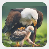 Patriottische Kale Eagle Vaderdag Wildlife Gift Vierkante Sticker (Voorkant)
