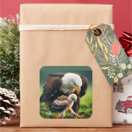 Patriottische Kale Eagle Vaderdag Wildlife Gift Vierkante Sticker