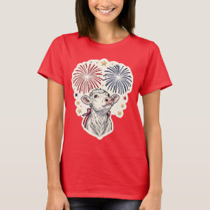 Patriottische Kalf Vuurwerk & Sterren  T-shirt