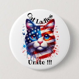 Patriottische Kamala Cat Ladies Unite Walz Ronde Button 7,6 Cm