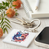 Patriottische Kamala Cat Ladies Unite Walz Sleutelhanger (Voorkant Rechts)