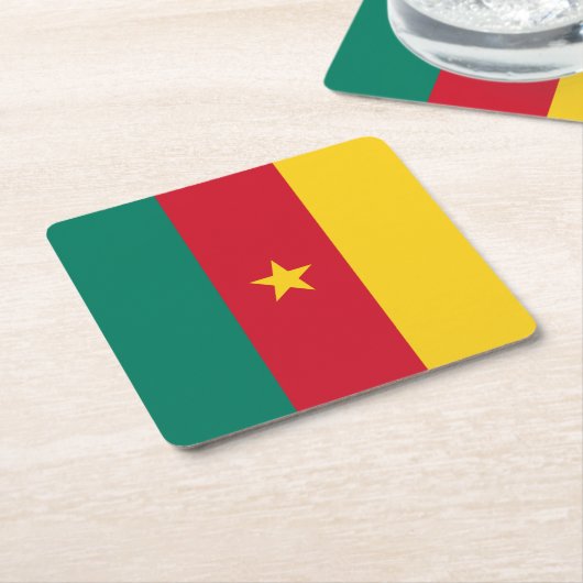 Patriottische Kameroense vlag Kartonnen Onderzetters (Schuin)