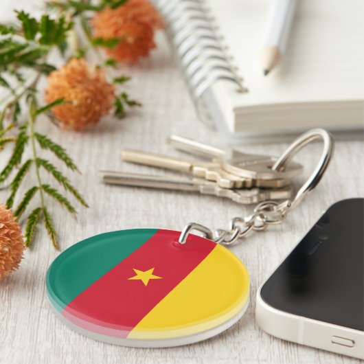 Patriottische Kameroense vlag Sleutelhanger (Voorkant Rechts)