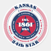 Patriottische Kansas Circle Design Sticker (Voorkant)