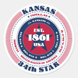 Patriottische Kansas Circle Design Sticker