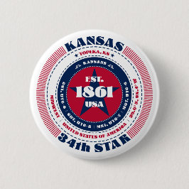 Patriottische Kansas Circle met State Details Ronde Button 5,7 Cm