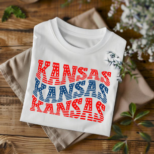 Patriottische Kansas Rood en Blauw Boho T-shirt
