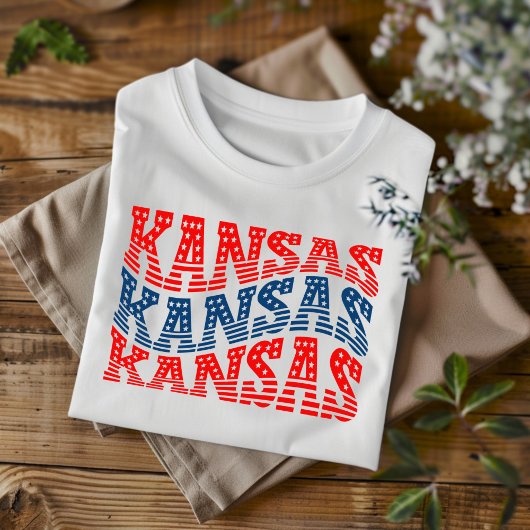 Patriottische Kansas Rood en Blauw Boho T-shirt