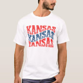 Patriottische Kansas Rood en Blauw Boho T-shirt (Voorkant)