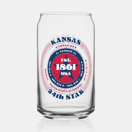 Patriottische Kansas Typography Drinkware Set Blikvorm Glas