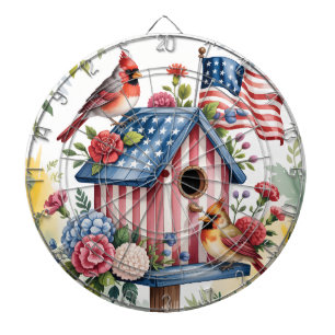 Patriottische Kardinalen & Bloemen Americana Zomer Dartbord