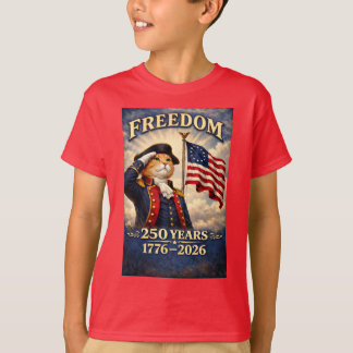 Patriottische Kat 250 Jaar 4 Juli Amerikaanse Trot T-shirt