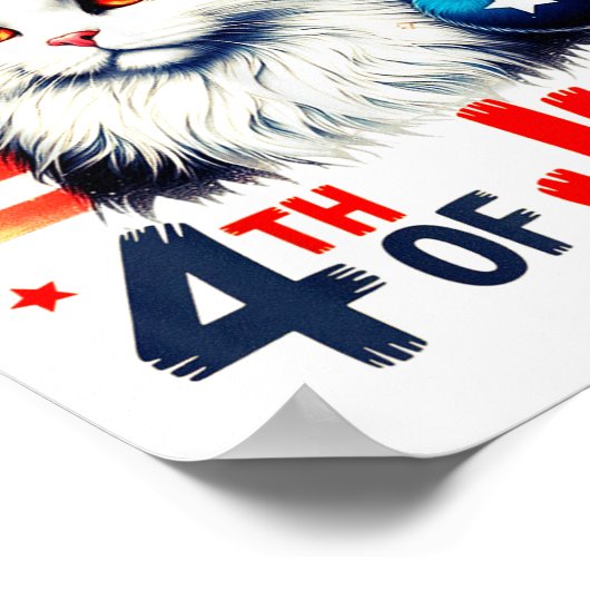 Patriottische kat 4 juli Amerikaanse vlag Funny US Poster (Hoek)