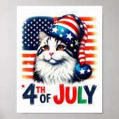 Patriottische kat 4 juli Amerikaanse vlag Funny US Poster (Voorkant)