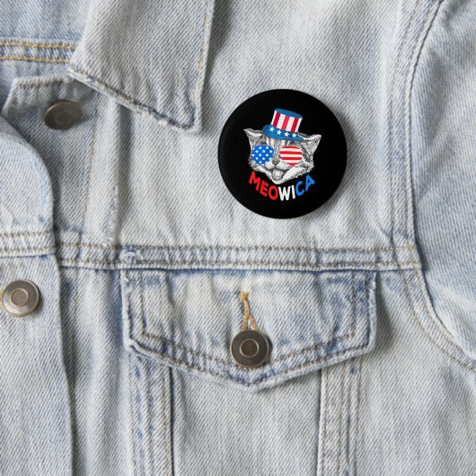 Patriottische Kat 4 juli Amerikaanse Vlag Meisjes Ronde Button 5,7 Cm (In situ)