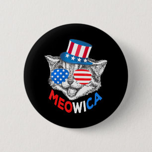 Patriottische Kat 4 juli Amerikaanse Vlag Meisjes Ronde Button 5,7 Cm