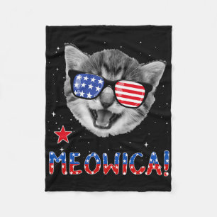 Patriottische Kat 4 juli Meowica Amerikaanse Vlag  Fleece Deken