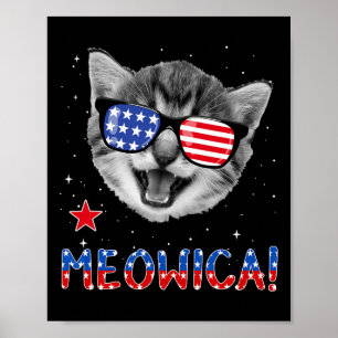 Patriottische Kat 4 juli Meowica Amerikaanse Vlag  Poster