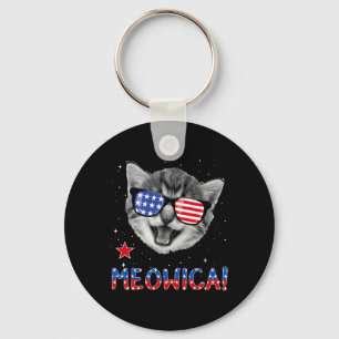 Patriottische Kat 4 juli Meowica Amerikaanse Vlag Sleutelhanger