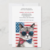 Patriottische kat 4 juli Uitnodigingen (Voorkant)