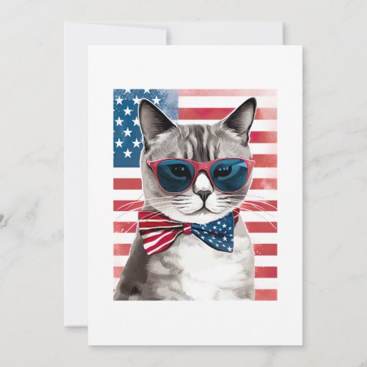 Patriottische kat 4 juli Uitnodigingen (Achterkant)