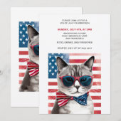 Patriottische kat 4 juli Uitnodigingen (Voorkant / Achterkant)